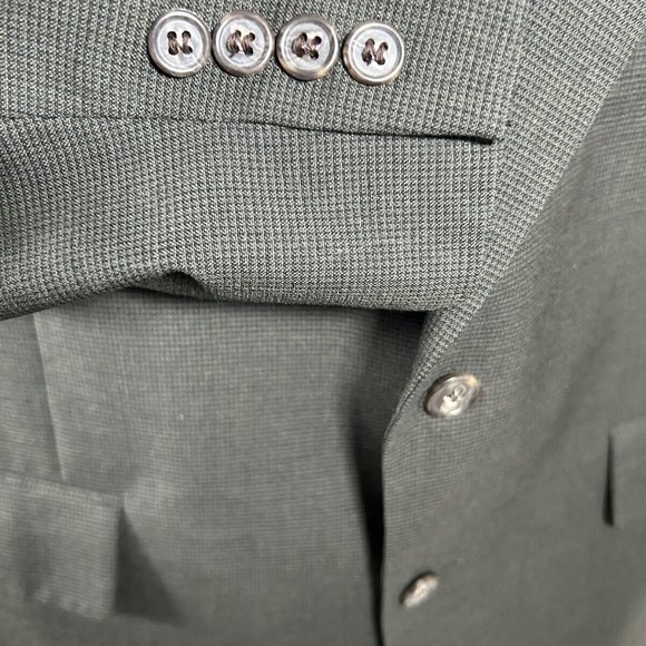 VTG Jos A Bank Business Express 100% Wool Green/Blue Check Blazer Jacket 43R - Picture 7 of 11